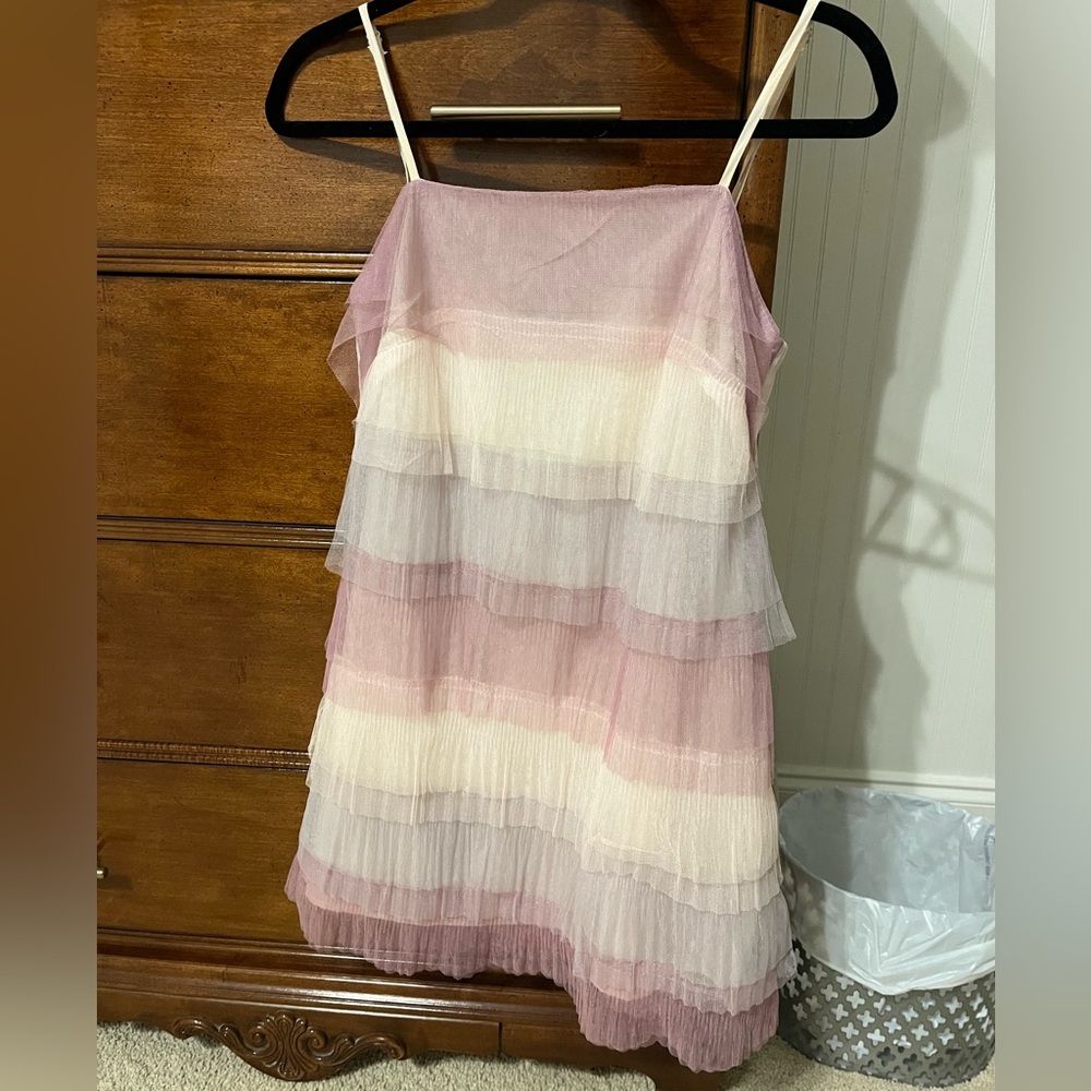 fab'rik Pink and White Ruffled Tiered Sundress